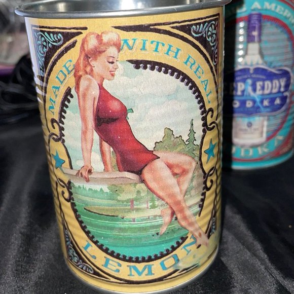 DEEP Eddy Vodka & Lemon Infused Vodka Tin Can Cups Set of 4 Collectible - Picture 5 of 11